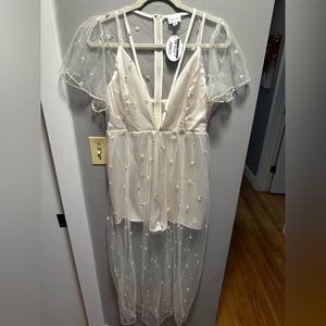 Ivory Floral Romper with Overlay